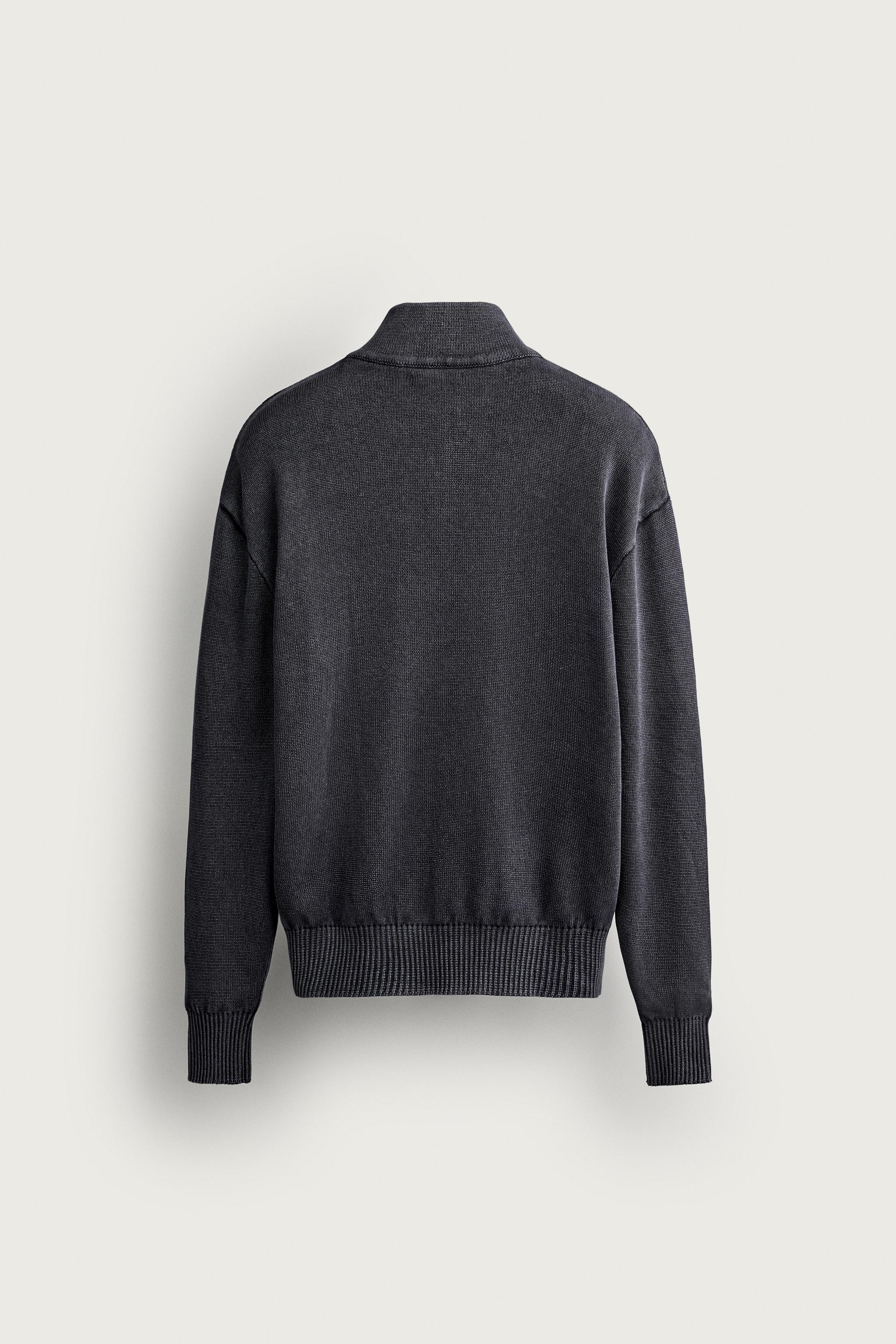 ウォッシュ加工ジップニットカーディガン - ネイビーブルー | ZARA