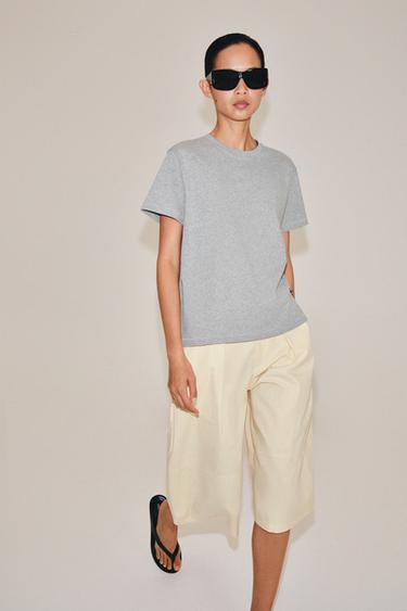 Zara Crew Neck T-Shirt - Gray marl