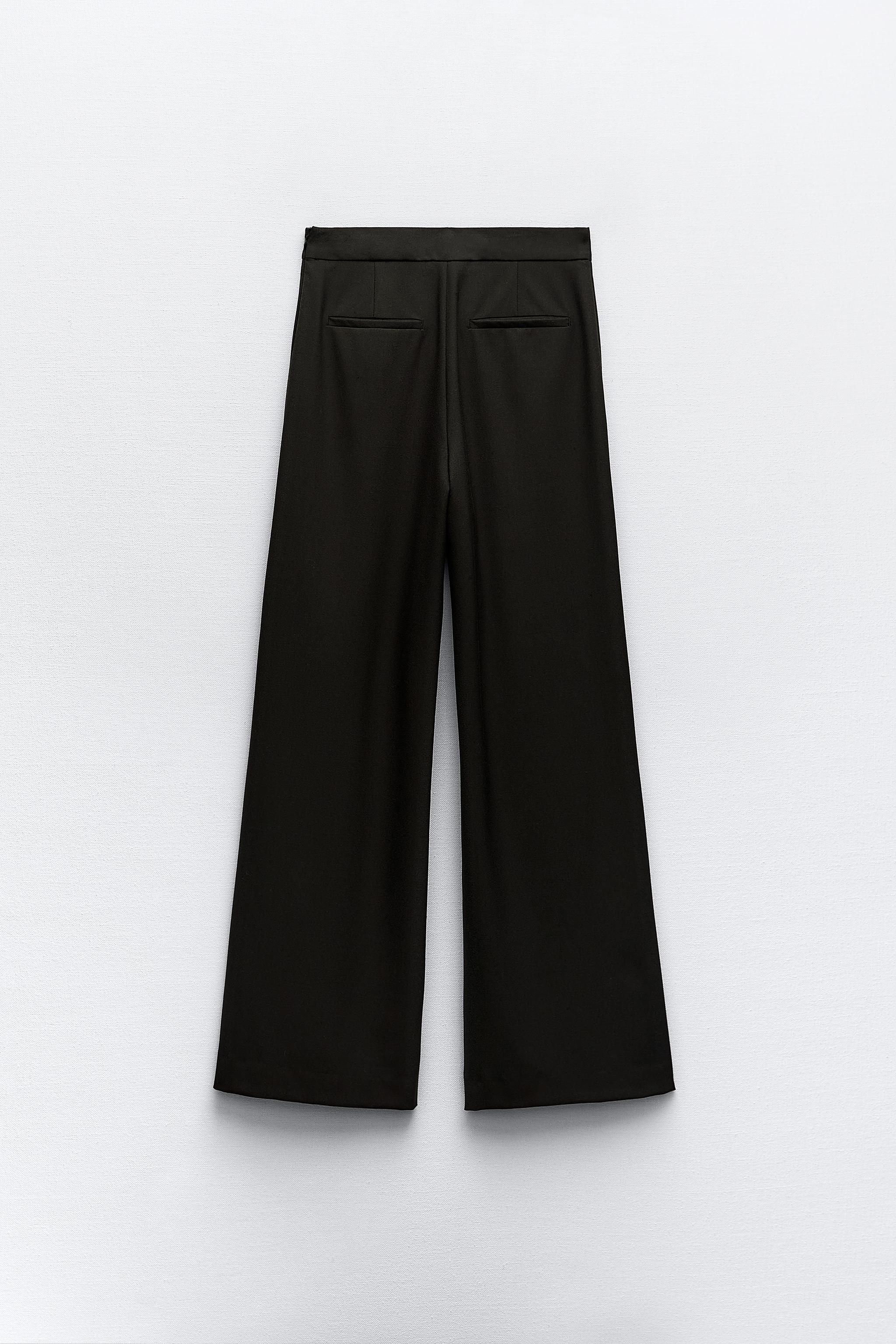 Zara, Pants & Jumpsuits, Zara Wide Leg Tapered Ankle Pants Blacksmall