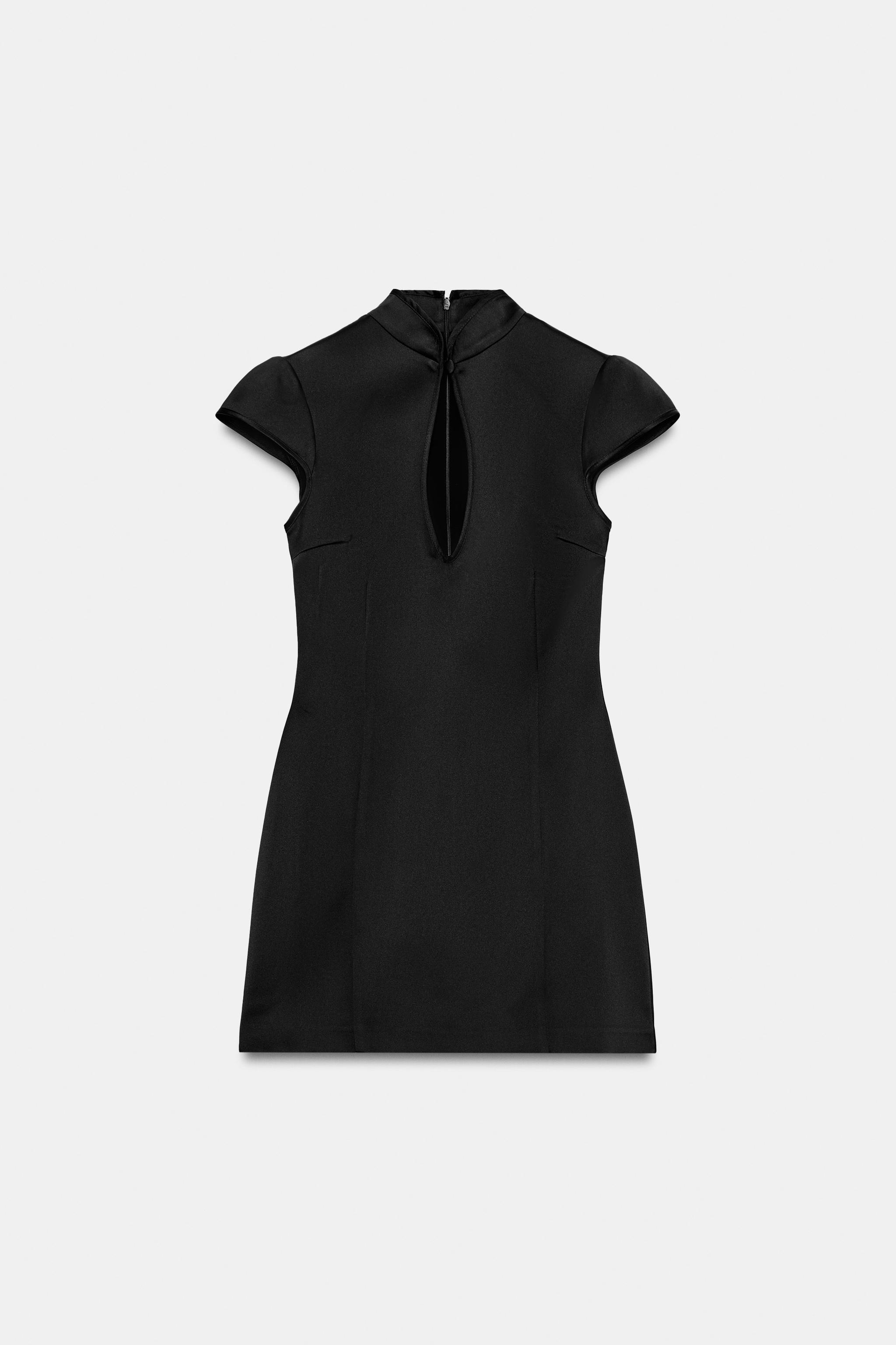 Женские платья Zara SATIN EFFECT MINI DRESS WITH SLIT — фото 6