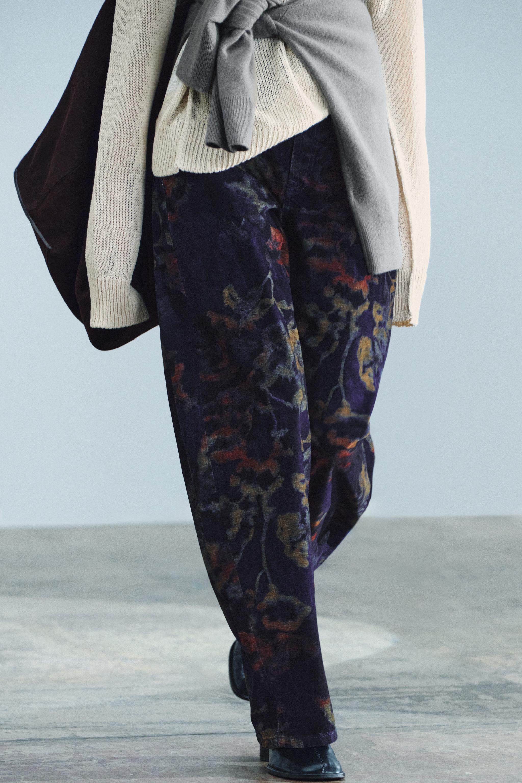 Zara ZW COLLECTION BAGGY FIT ORTA BEL ÇİÇEKLİ JEAN görsel 5