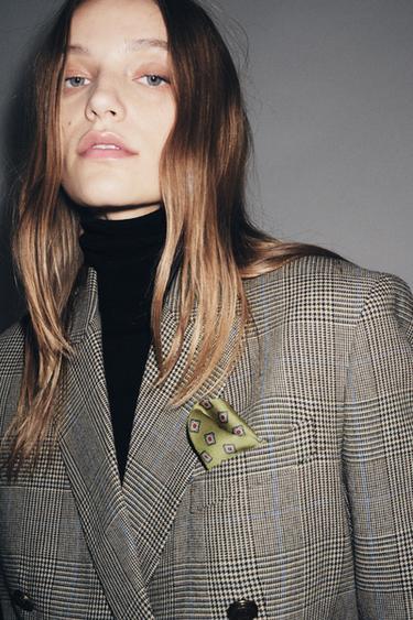 Zara PLAID WOOL BLAZER ZW COLLECTION - Beige