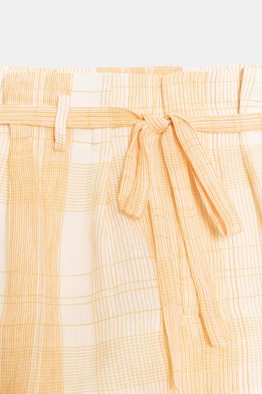 SHORT À RAYURES 100 % RAMIE ZW COLLECTION - Jaune de Zara - Image 6