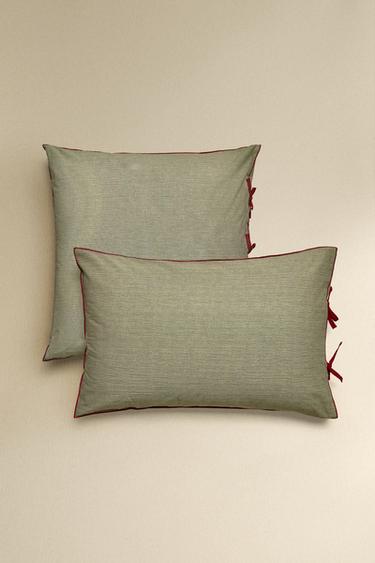 Zara OVERLOCK STRIPED PILLOWCASE - Dark green - Image 0