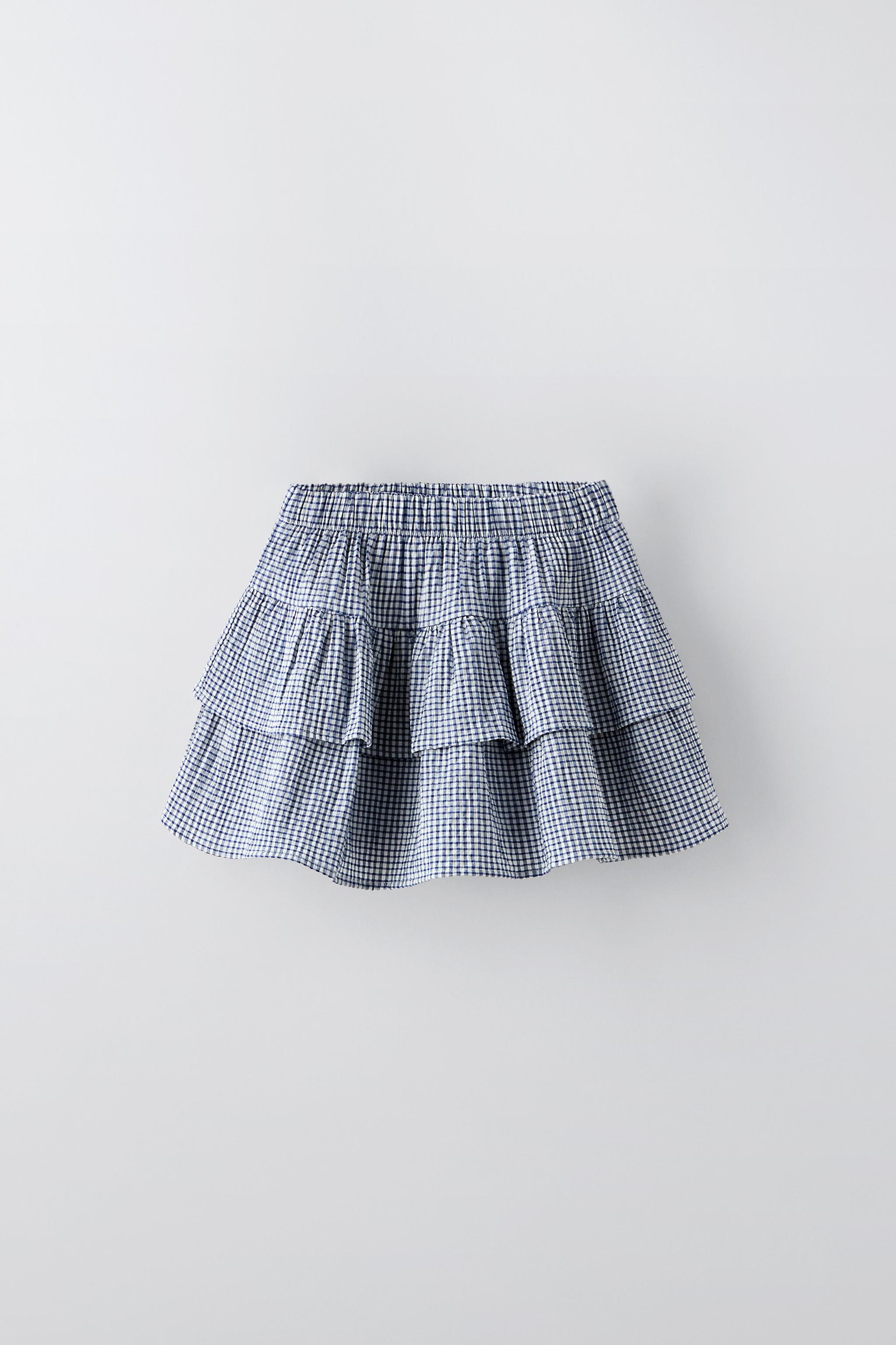 GINGHAM RUFFLE SKIRT