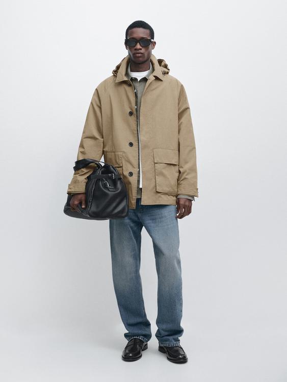 Cotton blend parka with pockets