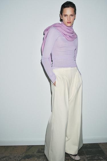 FINE KNIT SEMI-SHEER TOP - Lilac by Zara