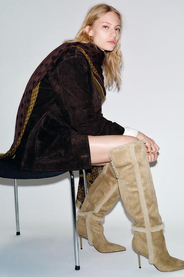 BOTA TACÓN COMBINACIÓN - Beige claro de Zara