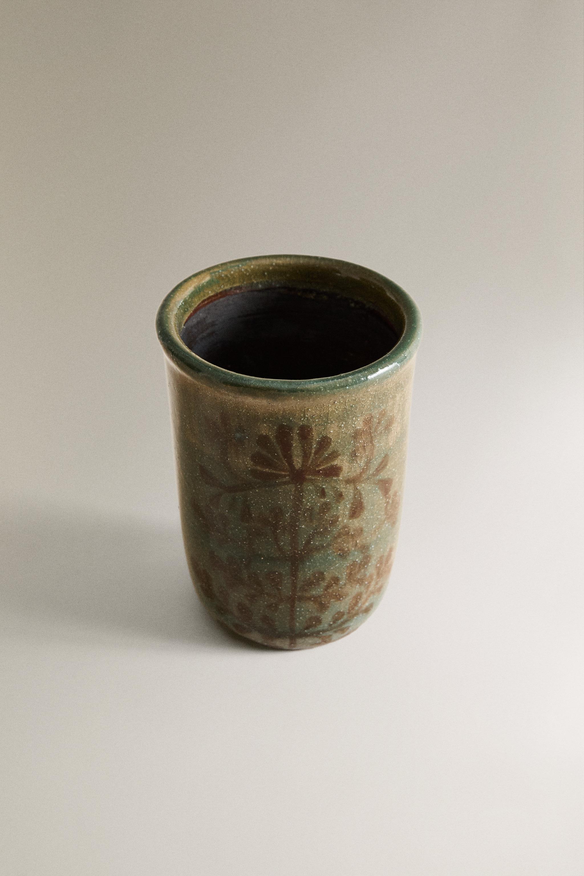 FLORAL CERAMIC TOOTHBRUSH TUMBLER