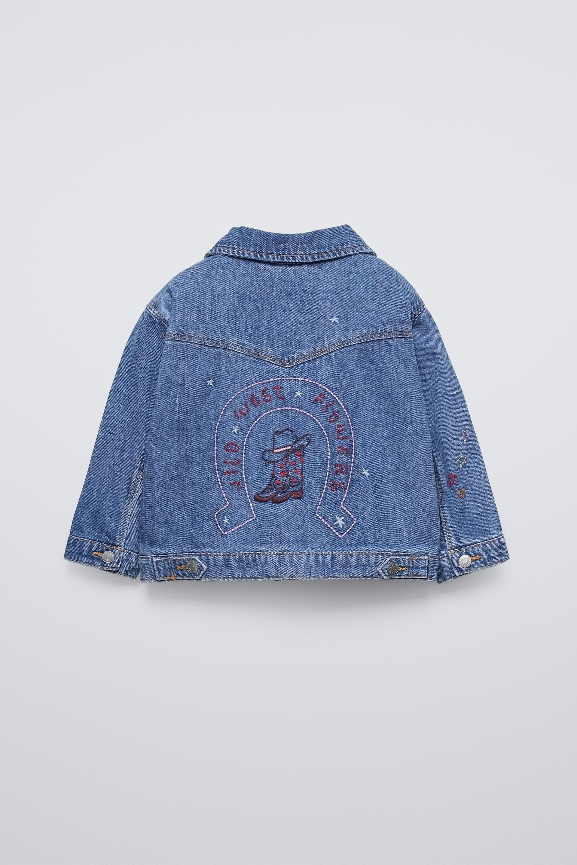 Embroidered denim jacket zara best sale