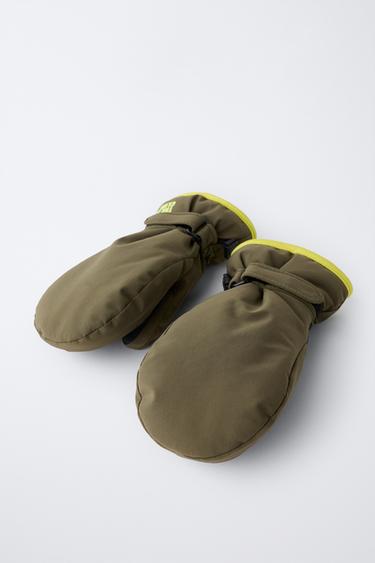 CONTRAST WINDPROOF SKI MITTENS - Khaki by Zara - Image 2