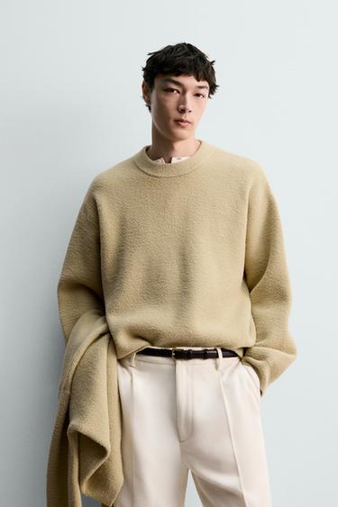 RELAXED FIT TEXTURED JUMPER - Light green by Zara