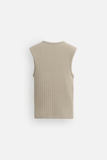 RIBBED TANK TOP - Beige by Zara - Image 7