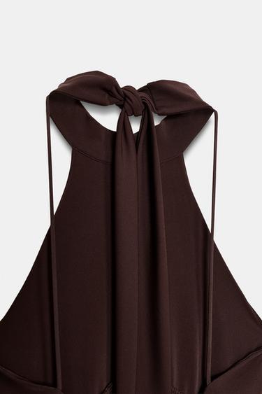 HALTER BALLOON DRESS - Brown by Zara - Image 9