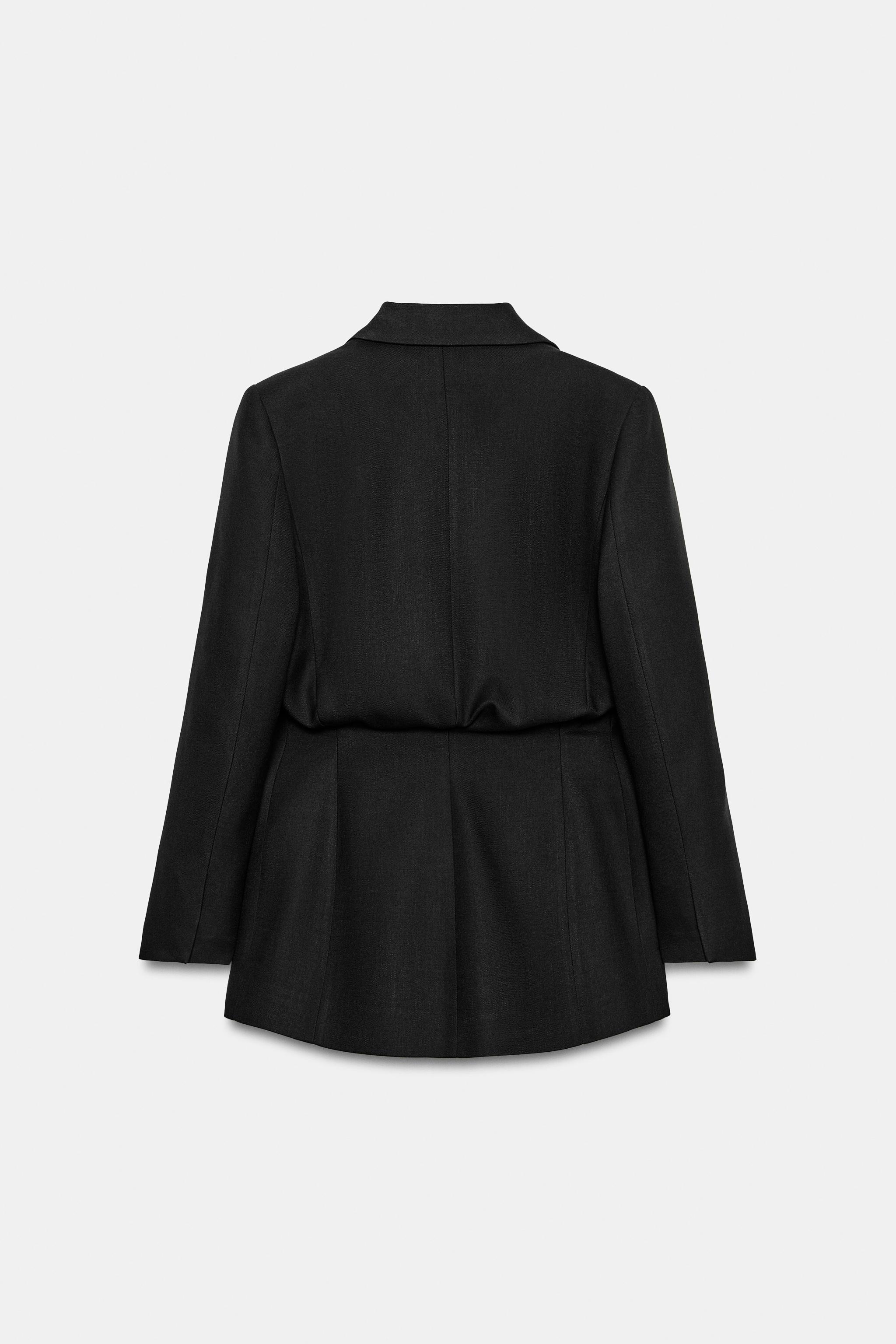 DOUBLE-BREASTED BLAZER WITH PUFF WAIST & SHOULDER PADS