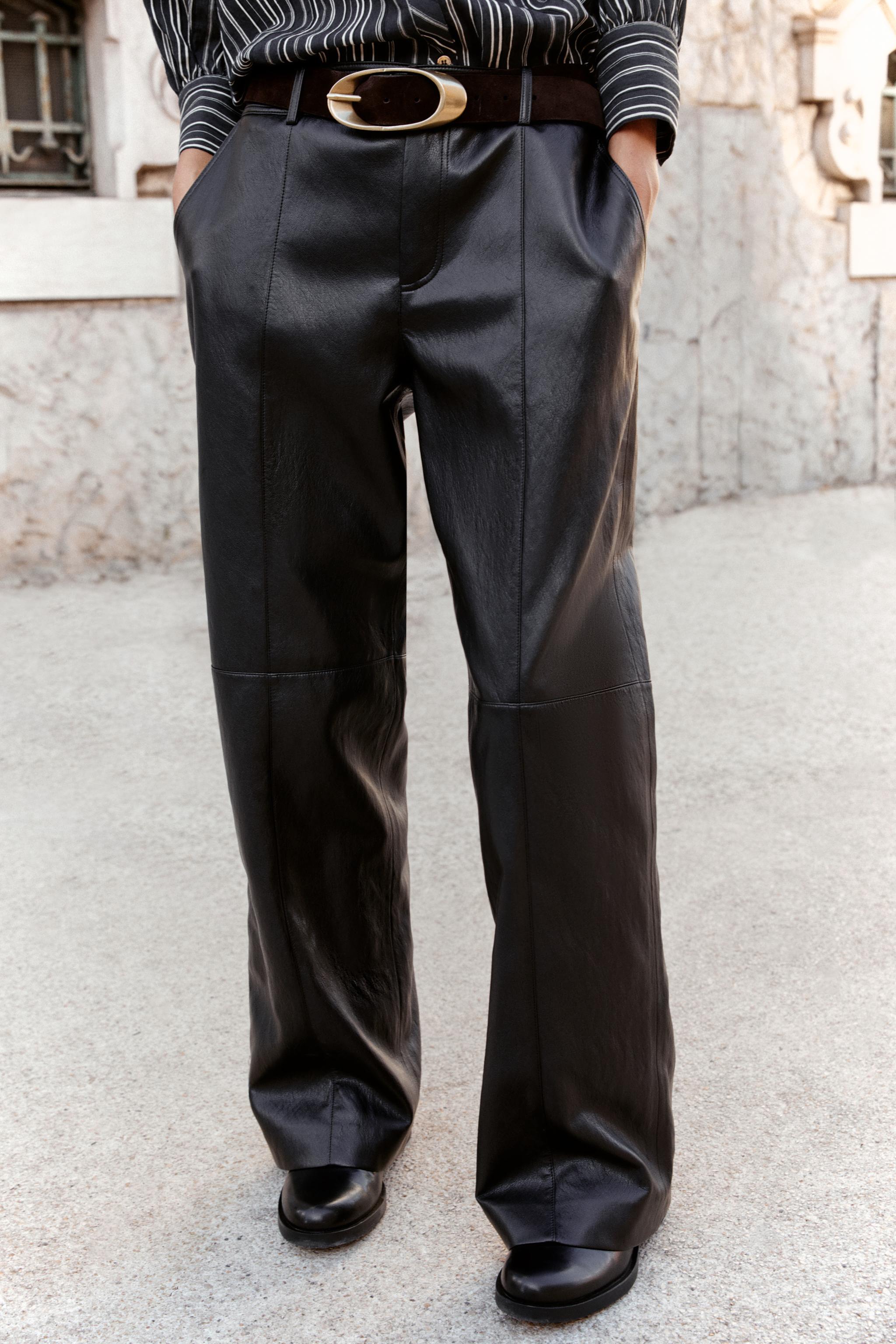 FAUX LEATHER STRAIGHT PANTS