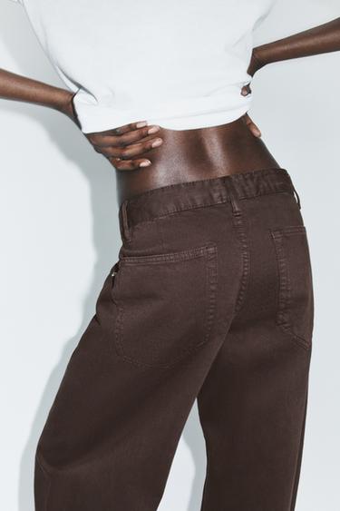 TRF BALLOON MID-WAIST JEANS WITH BELT LOOPS - Brown by Zara - Image 5