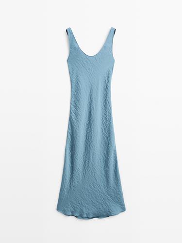 Vestido largo fluido satinado - Lavanda de Zara
