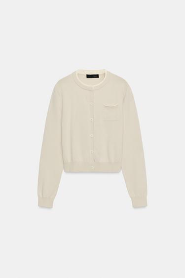 DOUBLE-LAYER KNIT JACKET - Dark camel by Zara - Image 5