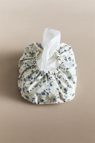 BLÅ, BLOMSTRET SERVIETHOLDER I BOMULD - blå fra Zara