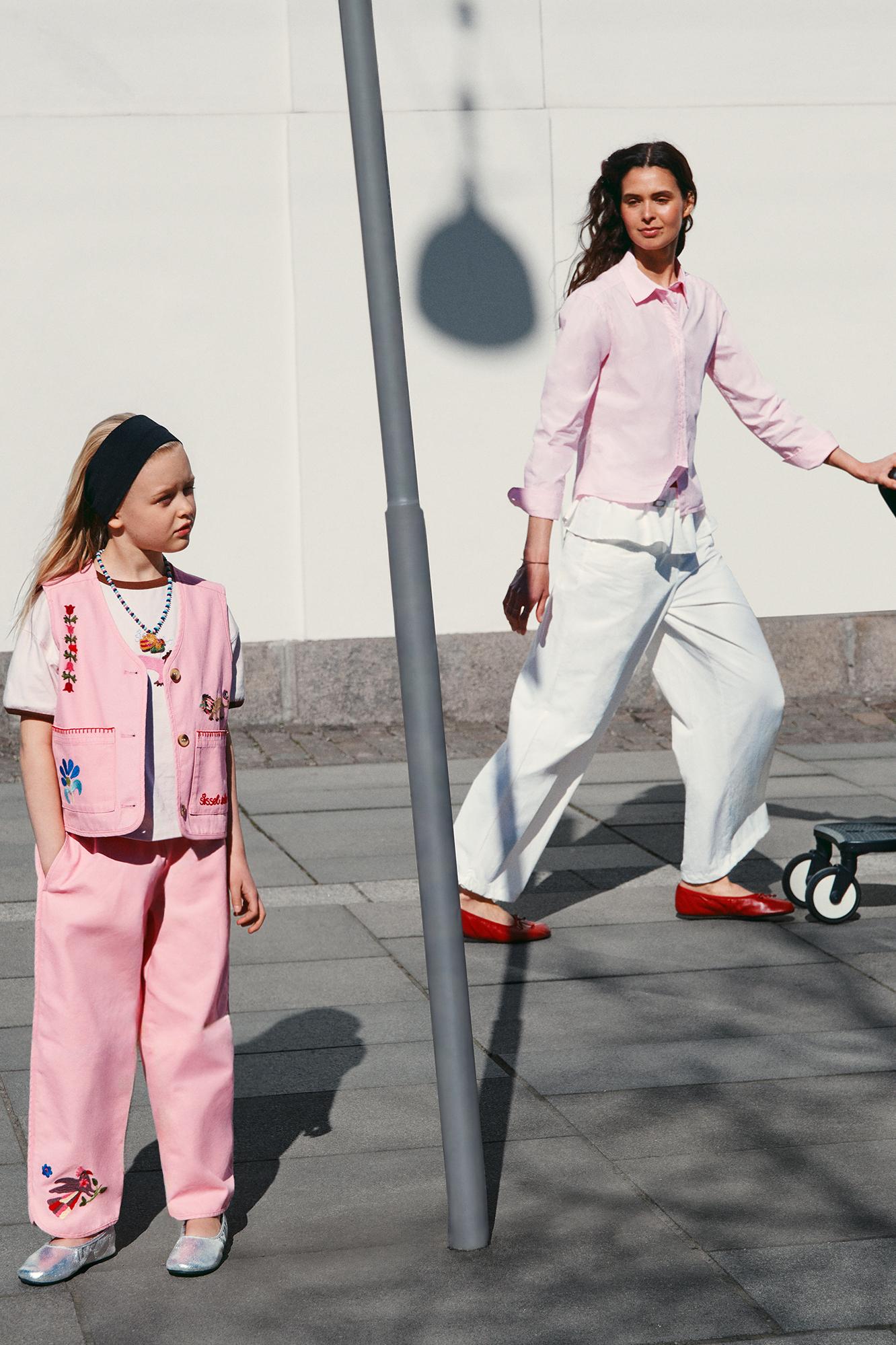 SISSEL EDELBO X ZARA KIDS 刺繍入りバギーパンツ - ピンク | ZARA