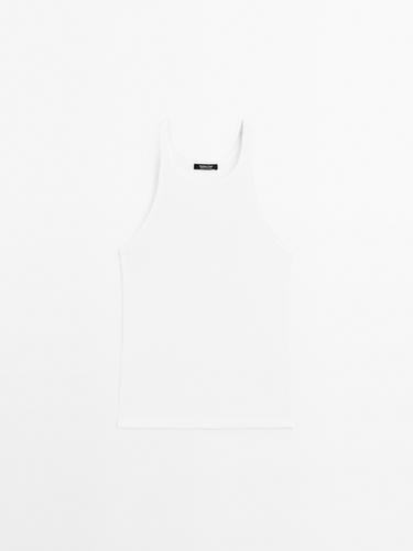 Zara 100% cotton halter top - Oyster-white