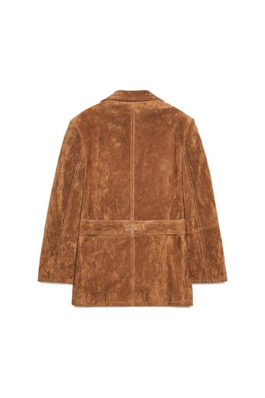 Zara 100% SUEDE LEATHER BLAZER - Toffee