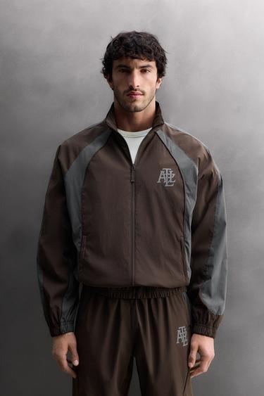 COLOUR BLOCK FOOTBALL TECHNICAL JACKET - Burgundy by Zara