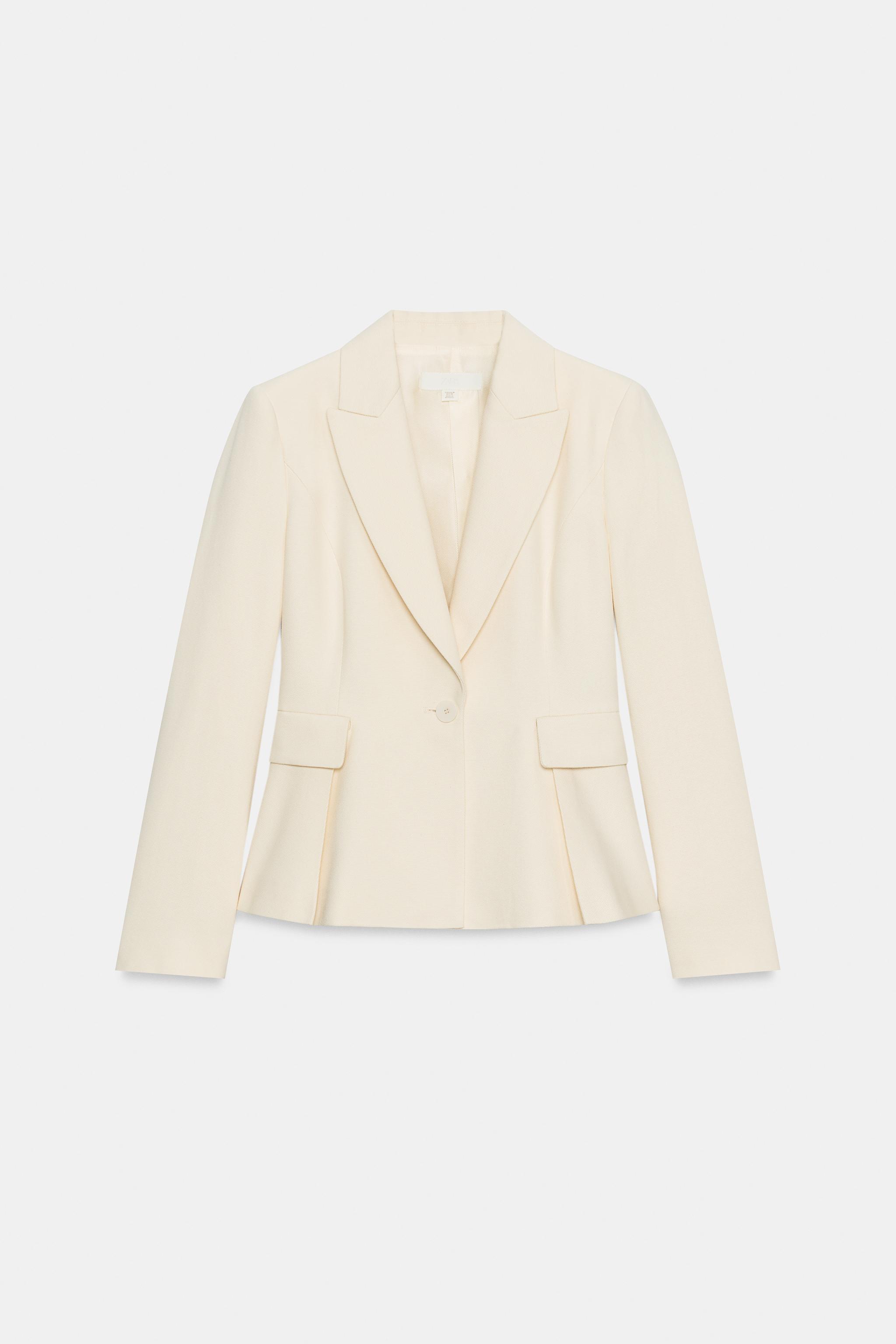 SHOULDER PAD PEPLUM TAILORED BLAZER