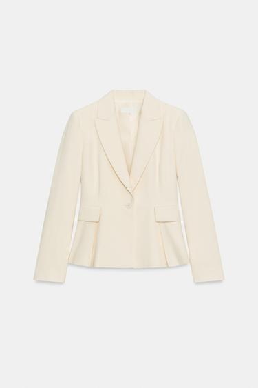 TAILORED PEPLUM BLAZER WITH SHOULDER PADS - Ecru by Zara - Image 5