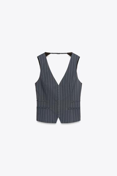 جيليه TOP بخطوط رفيعة - أزرق / رمادي الخاص بـ Zara