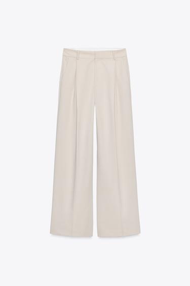 Zara DOUBLE PLEAT PANTS - Sand