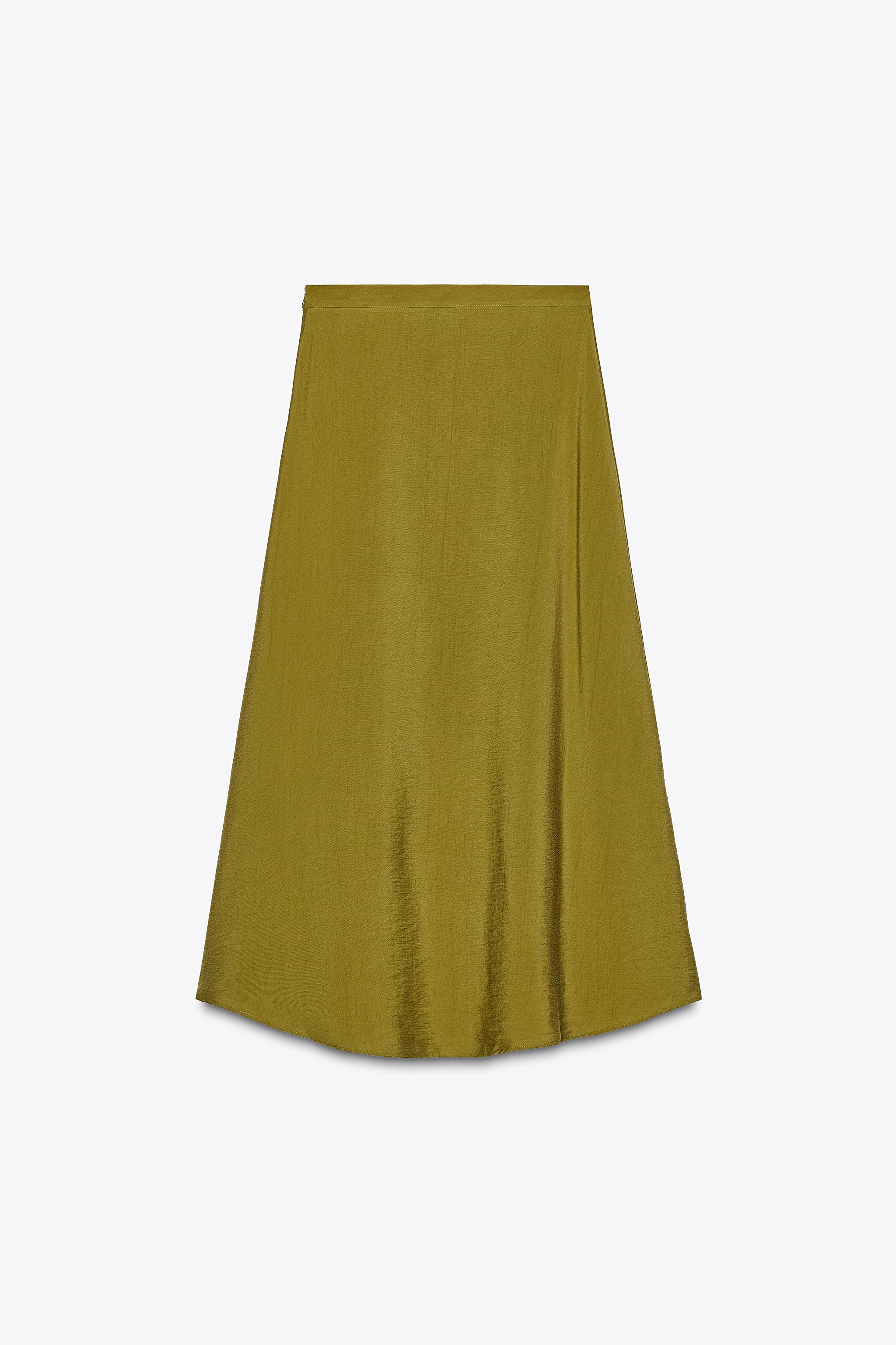 ZARA【NEW】ASYMMETRIC MIDI SKIRT ZARA Women's Asymmetric Side Zipper Twill Midi Skirt Size M