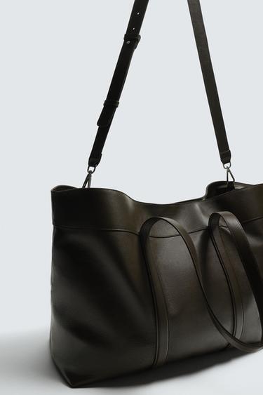 LEATHER TOTE BAG - Brown by Zara - Image 4