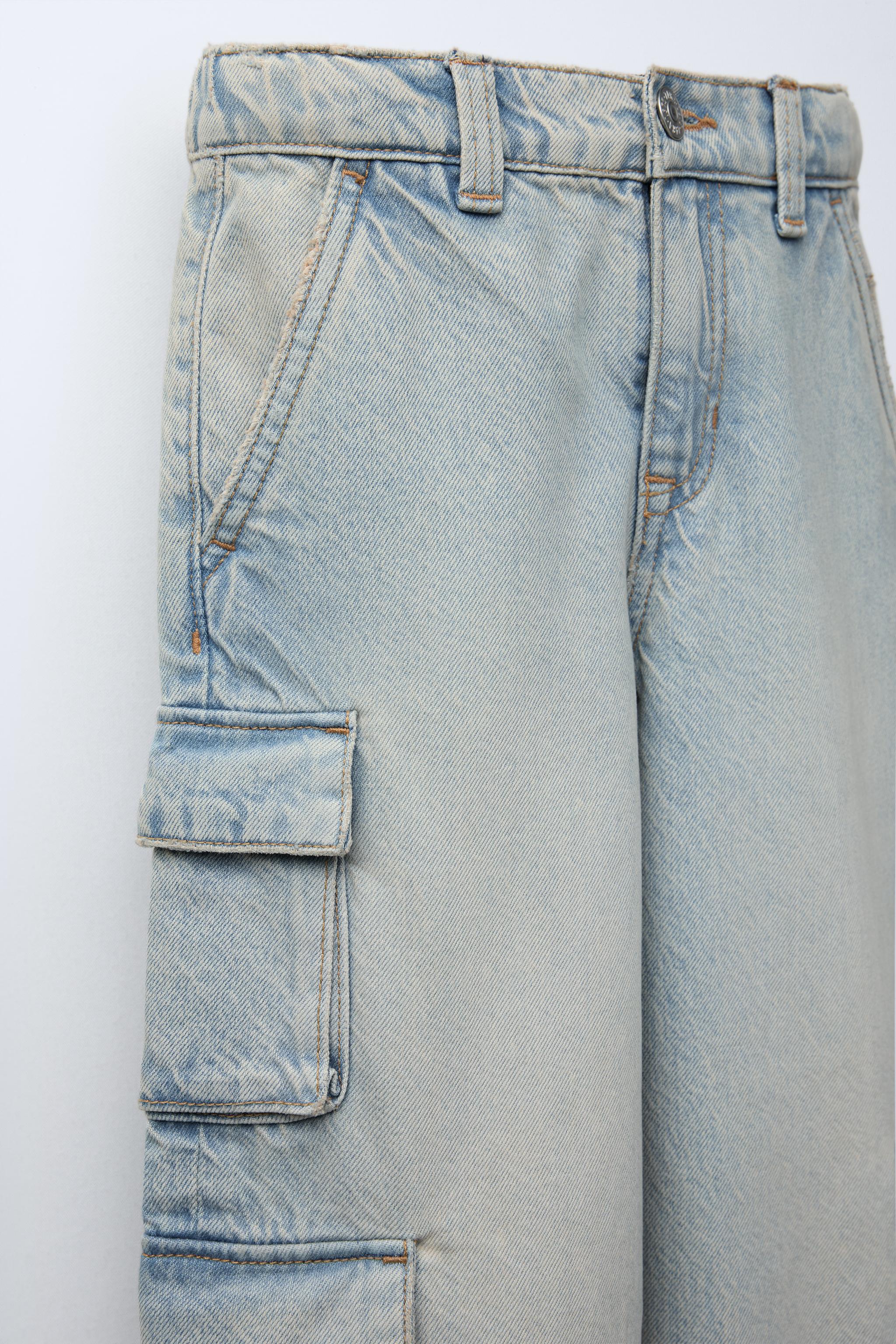 CARGO JEANS WITH POCKETS - Blue / Green | ZARA Canada CARGO JEANS WITH POCKETS - Blue / Green | ZARA Canada