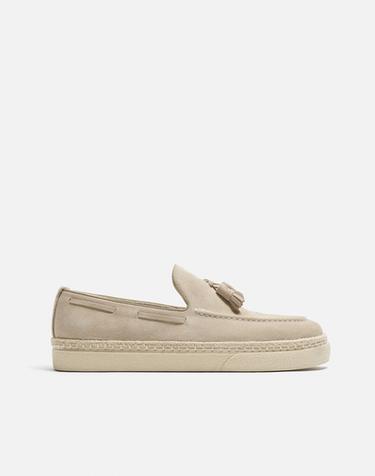 CASUAL LEATHER TASSEL LOAFERS - Ecru White by Zara