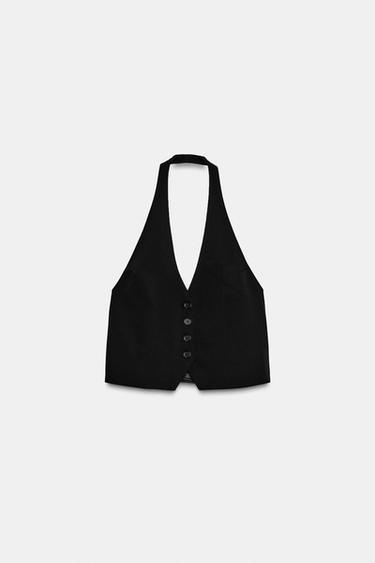 DETACHABLE TIE WAISTCOAT TOP - Black by Zara - Image 5