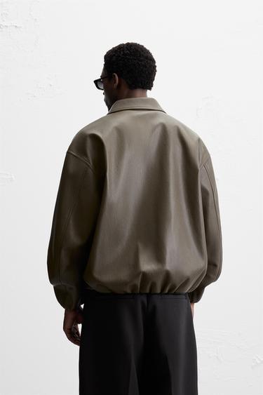 LEATHER EFFECT JACKET - Grey by Zara - Image 2