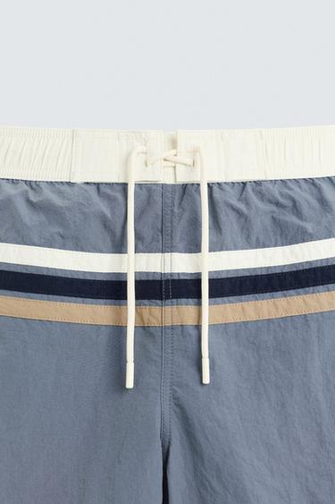 STRIPED LONG SWIMMING TRUNKS - Indigo by Zara - Image 2