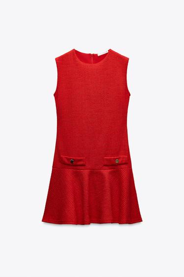 ROBE COURTE TEXTURÉE - Rouge de Zara