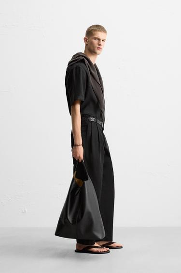 COTTON/LINEN PLEATED TROUSERS - Black by Zara - Image 3