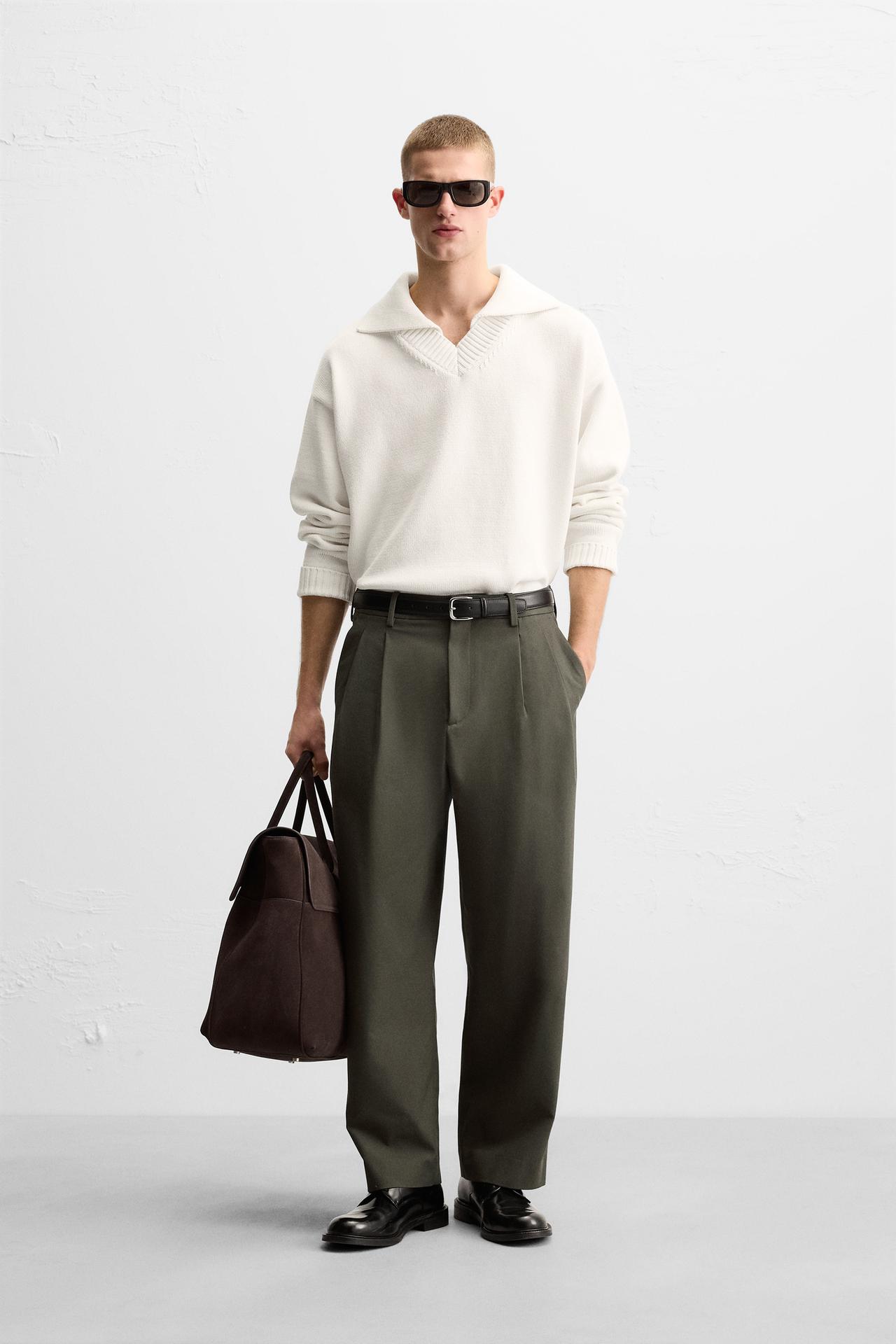 V-NECK KNITTED POLO SHIRT - Ecru by Zara