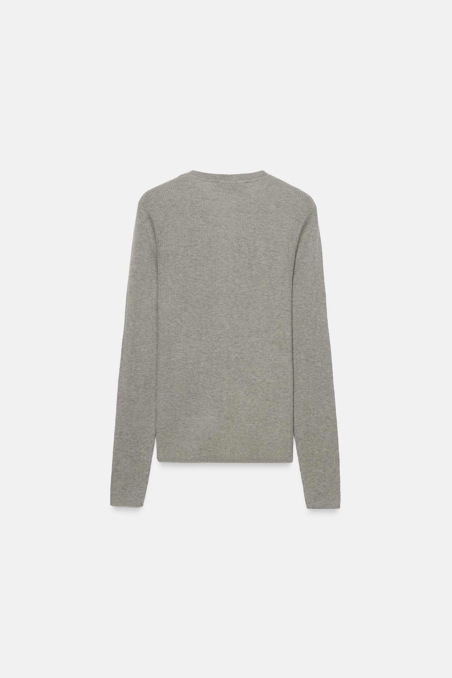 Женский свитер Zara Wool-Blend Button Jumper, цвет: Серый меланжевый — фото 7