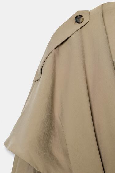 ZW COLLECTION SHORT FLOWING TRENCH COAT - Dark beige by Zara - Image 5