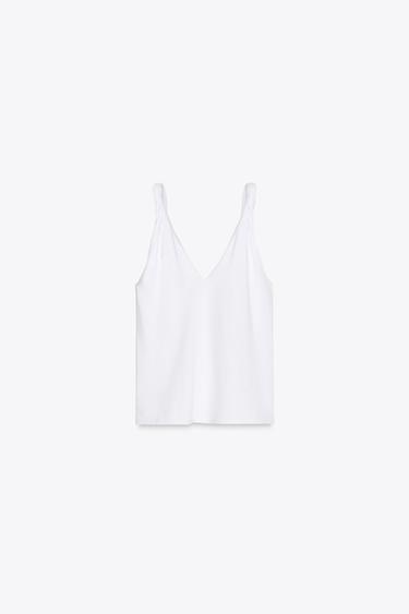 GATHERED COTTON T-SHIRT - White by Zara - Image 4