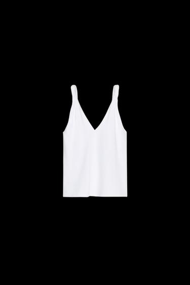 Zara COTTON RUCHED T-SHIRT - White - Image 0