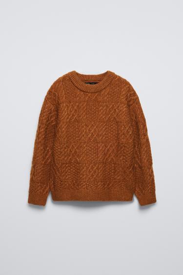 CABLE-KNIT SWEATER - Ochre by Zara - Image 0