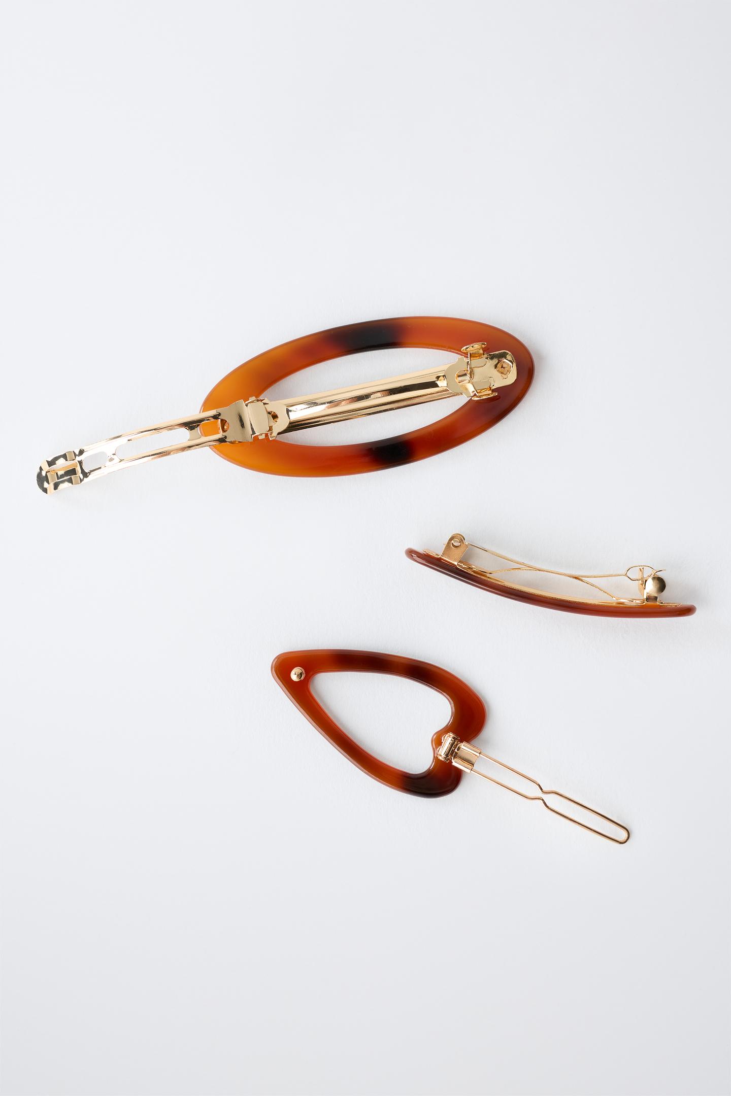 Детские аксессуары для волос Zara Three-Pack OF Tortoiseshell Hair Clips, цвет: Черепаховый ракушечный — фото 3