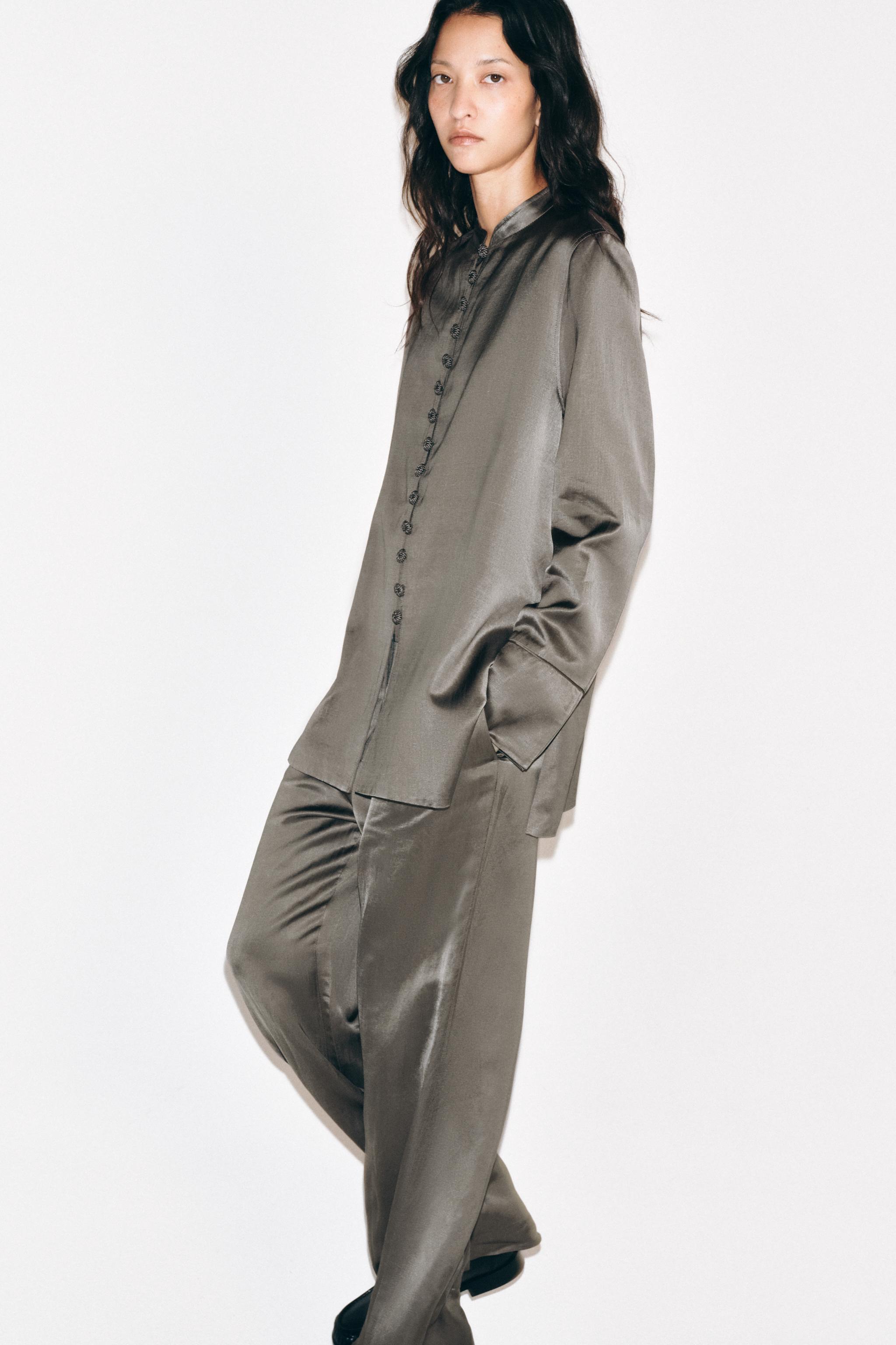 ZW COLLECTION SATIN WIDE-LEG PANTS