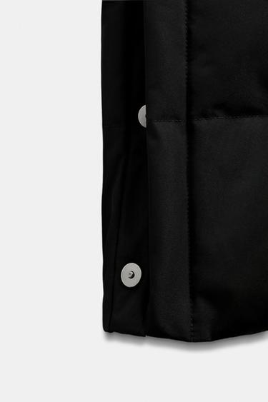 LONG WATER-REPELLENT WINDPROOF PUFFER JACKET WITH HOODIE - Black by Zara - Image 12